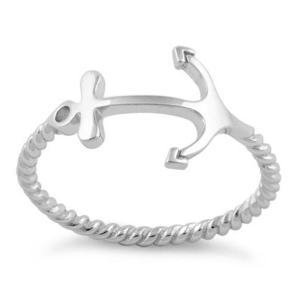 925 Sterling Silver Anchor Ring NWT - Picture 2 of 4